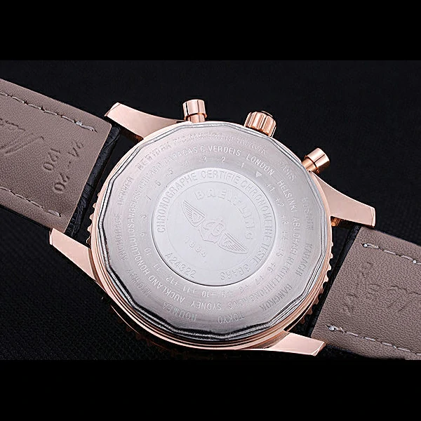 Breitling Navitimer 01 Black Dial Rose Gold Case Black Leather Bracelet new60392