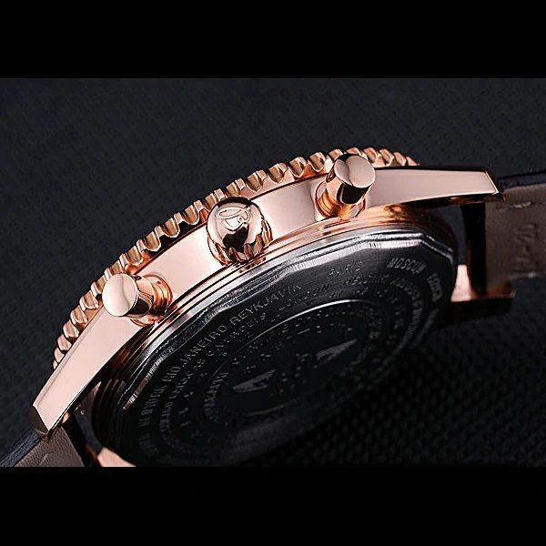 Breitling Navitimer 01 Black Dial Rose Gold Case Black Leather Bracelet new60392