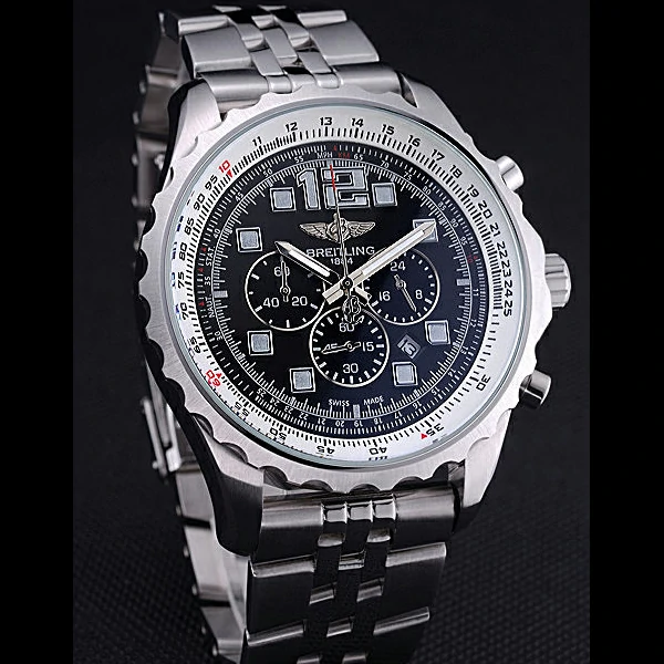 Breitling Professional Chronospace Black Dial Stainless Steel Bracelet new60394