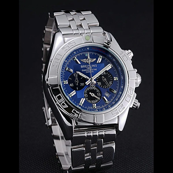 Breitling Chronomat 44 Blue Dial with Black Subdials Stainless Steel Bracelet new60397