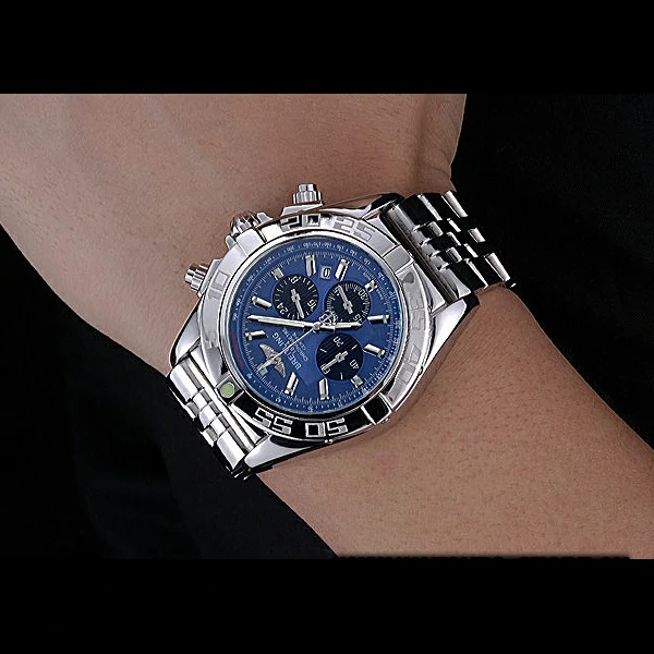 Breitling Chronomat 44 Blue Dial with Black Subdials Stainless Steel Bracelet new60397