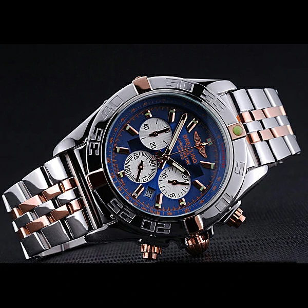 Breitling Chronomat 44 Blue Dial with White Subdials 2 Tone Stainless Steel Bracelet new60399