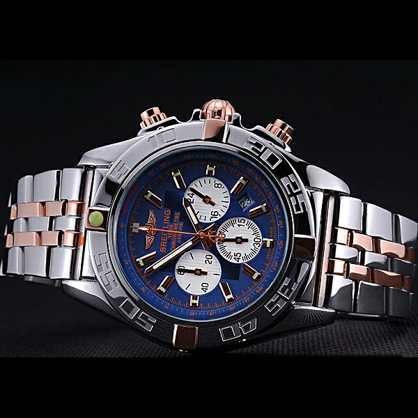 Breitling Chronomat 44 Blue Dial with White Subdials 2 Tone Stainless Steel Bracelet new60399