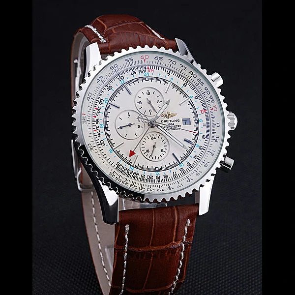 Breitling Navitimer World White Dial Brown Leather Bracelet new60403
