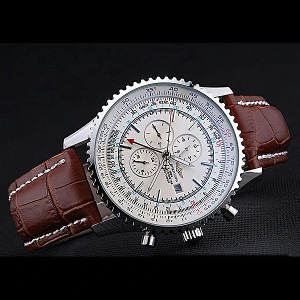 Breitling Navitimer World White Dial Brown Leather Bracelet new60403