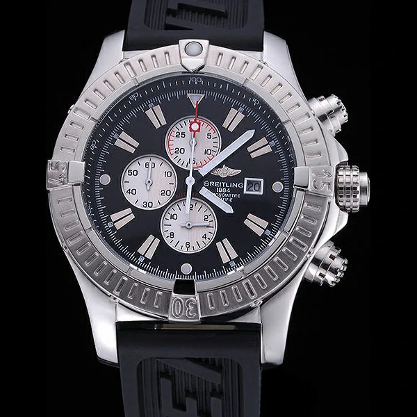 Breitling Chronomat Evolution Black Dial Black Rubber Bracelet new60405