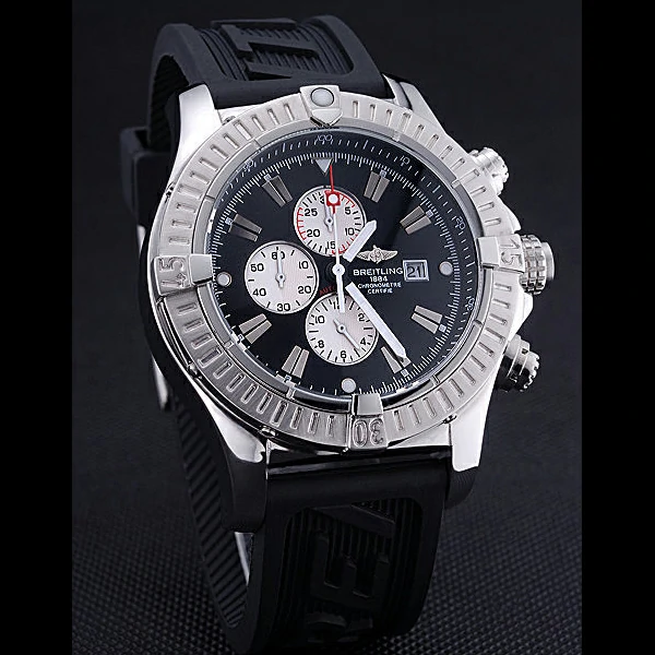 Breitling Chronomat Evolution Black Dial Black Rubber Bracelet new60405