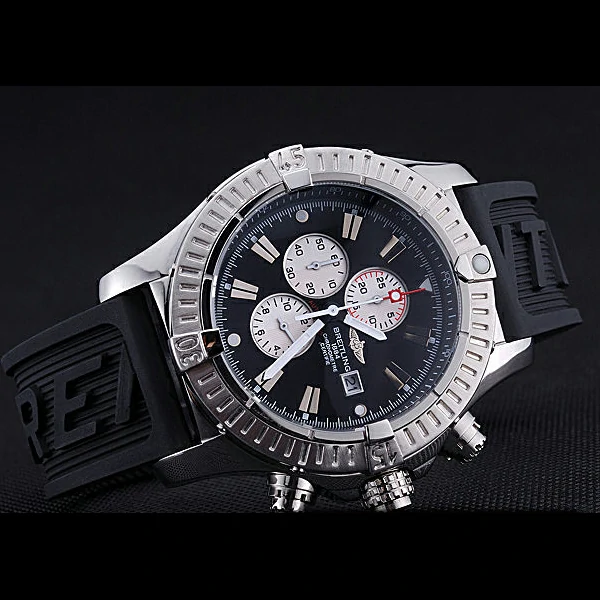 Breitling Chronomat Evolution Black Dial Black Rubber Bracelet new60405