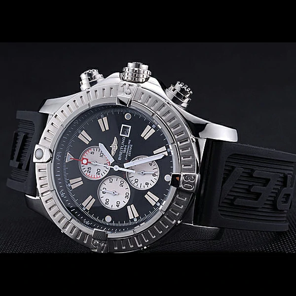 Breitling Chronomat Evolution Black Dial Black Rubber Bracelet new60405