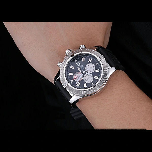 Breitling Chronomat Evolution Black Dial Black Rubber Bracelet new60405