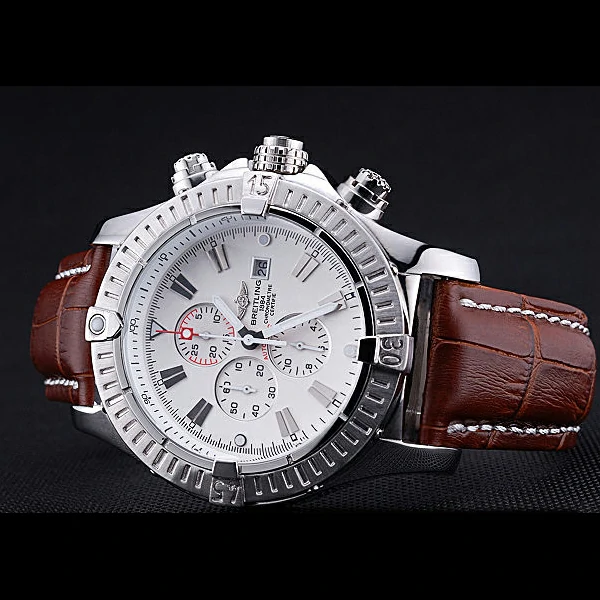 Breitling Chronomat Evolution White Dial Brown Leather Bracelet new60406