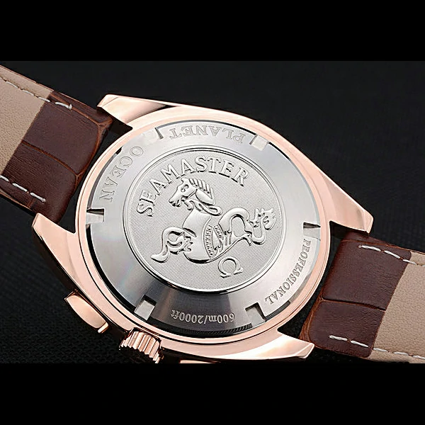 Omega Seamaster Aqua Terra Chronograph Ivory Dial Gold Case Brown Leather Bracelet new60419