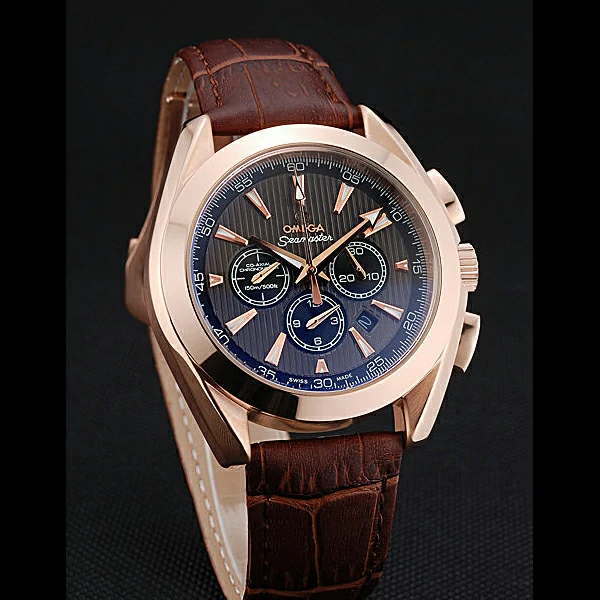 Omega Seamaster Aqua Terra Chronograph Teak Black Dial Brown Leather Bracelet new60420
