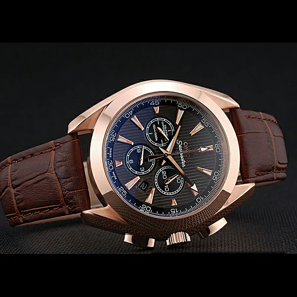 Omega Seamaster Aqua Terra Chronograph Teak Black Dial Brown Leather Bracelet new60420