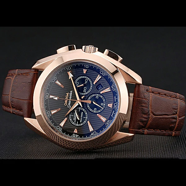 Omega Seamaster Aqua Terra Chronograph Teak Black Dial Brown Leather Bracelet new60420