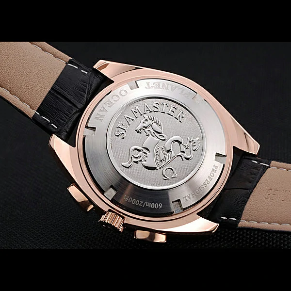 Omega Seamaster Aqua Terra Chronograph Black Dial Gold Case Black Leather Bracelet new60421