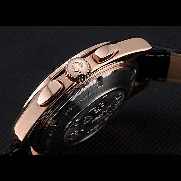 Omega Seamaster Aqua Terra Chronograph Black Dial Gold Case Black Leather Bracelet new60421