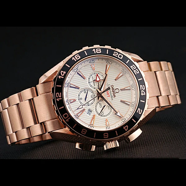 Omega Seamaster Aqua Terra Chrono GMT Ivory Dial Gold Bracelet new60422
