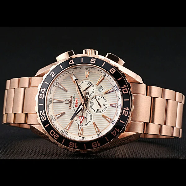 Omega Seamaster Aqua Terra Chrono GMT Ivory Dial Gold Bracelet new60422