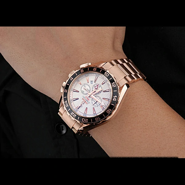 Omega Seamaster Aqua Terra Chrono GMT Ivory Dial Gold Bracelet new60422