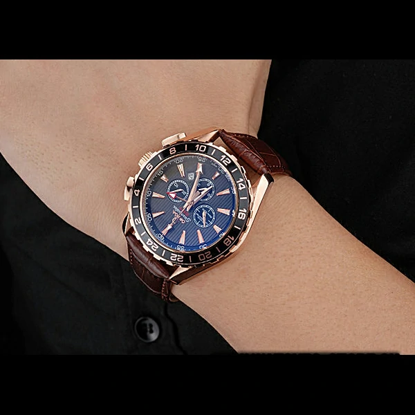 Omega Seamaster Aqua Terra Chrono GMT Teak Grey Dial Brown Leather Bracelet new60425