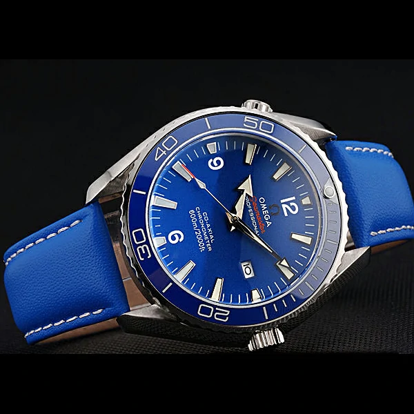Omega Seamaster Planet Ocean Blue Dial Blue Leatherl Bracelet new60427