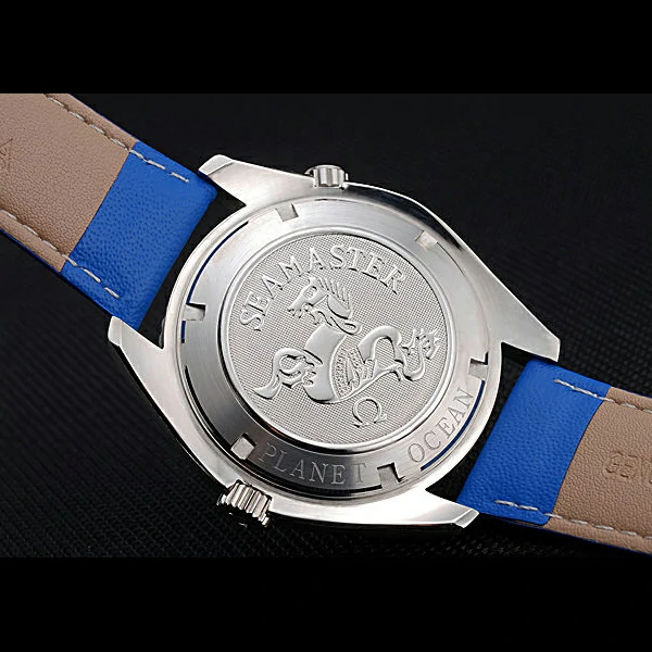 Omega Seamaster Planet Ocean Blue Dial Blue Leatherl Bracelet new60427