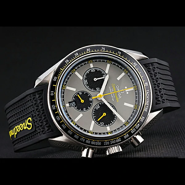 Omega Speedmaster Racing Chronograph Grey Dial Rubber Bracelet new60429