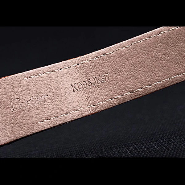 Cartier Santos Black Dial Diamonds Case Brown Leather Bracelet new60439
