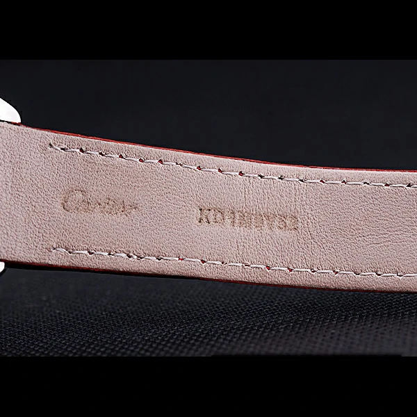 Cartier Santos White Dial Stainless Steel Case Red Leather Bracelet new60440