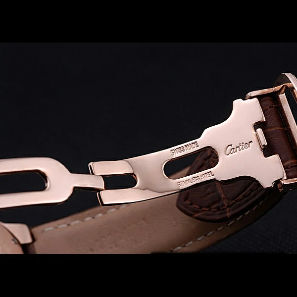 Cartier Ballon Bleu de Cartier White Dial Gold Case Brown Leather Bracelet new60441