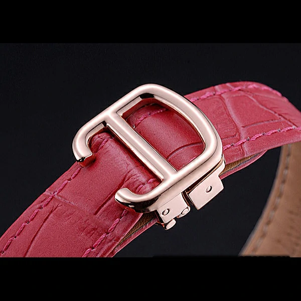 Cartier Ballon Bleu de Cartier White Dial Diamonds Case Pink Leather Bracelet new60442