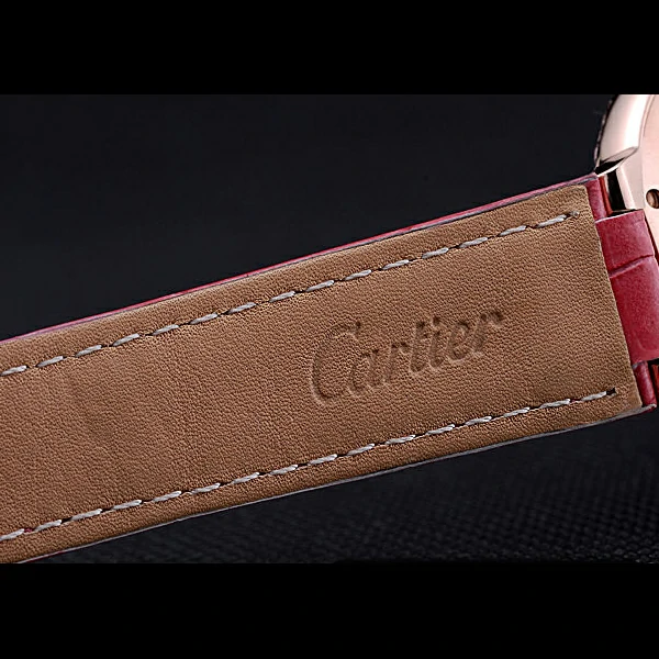 Cartier Ballon Bleu de Cartier White Dial Diamonds Case Pink Leather Bracelet new60442