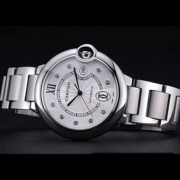 Cartier Ballon Bleu de Cartier White Diamond Dial Stainless Steel Bracelet new60443