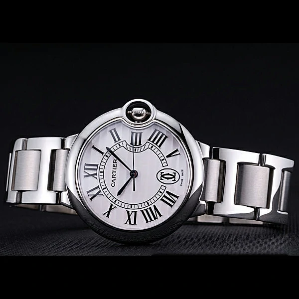 Cartier Ballon Bleu de Cartier White Dial Roman Numerals Stainless Steel Bracelet new60444