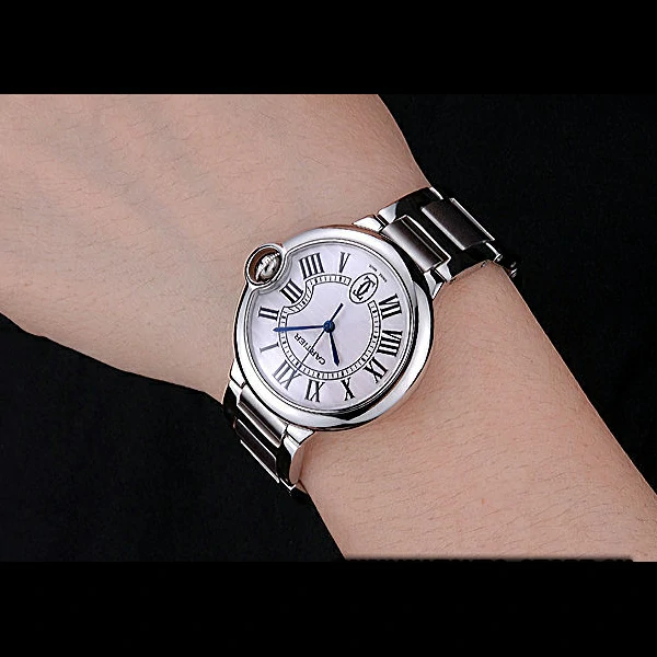 Cartier Ballon Bleu de Cartier White Dial Roman Numerals Stainless Steel Bracelet new60444