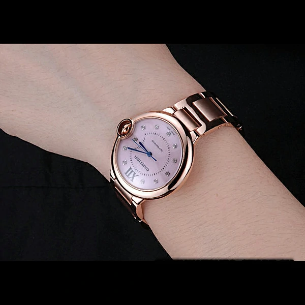 Cartier Ballon Bleu de Cartier Pink Diamond Dial Gold Bracelet new60445