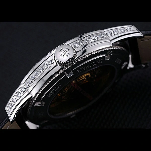 Vacheron Constantin Patrimony Traditionnelle Diamonds Case Black Leather Bracelet new60446