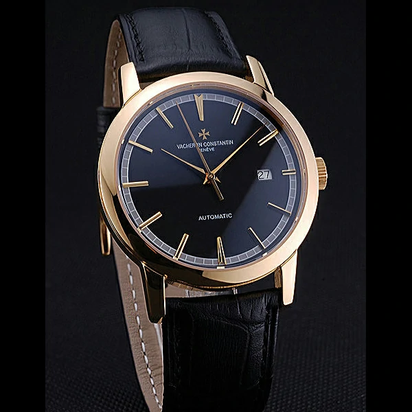 Vacheron Constantin Patrimony Traditionnelle Gold Case Black Leather Bracelet new60447