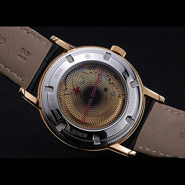 Vacheron Constantin Patrimony Traditionnelle Gold Case Black Leather Bracelet new60447
