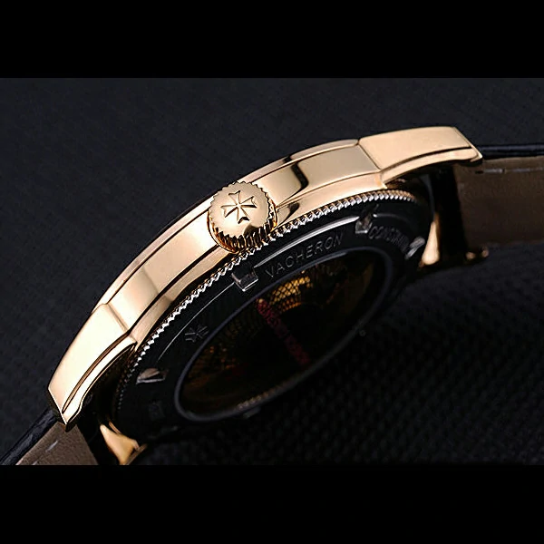 Vacheron Constantin Patrimony Traditionnelle Gold Case Diamond Numerals Black Leather new60448