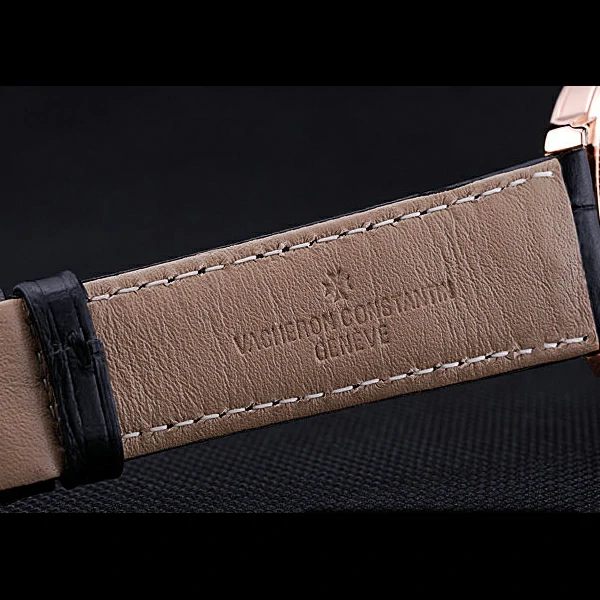 Vacheron Constantin Patrimony Traditionnelle Rose Gold Case Diamond Numerals Black Leathe new60449