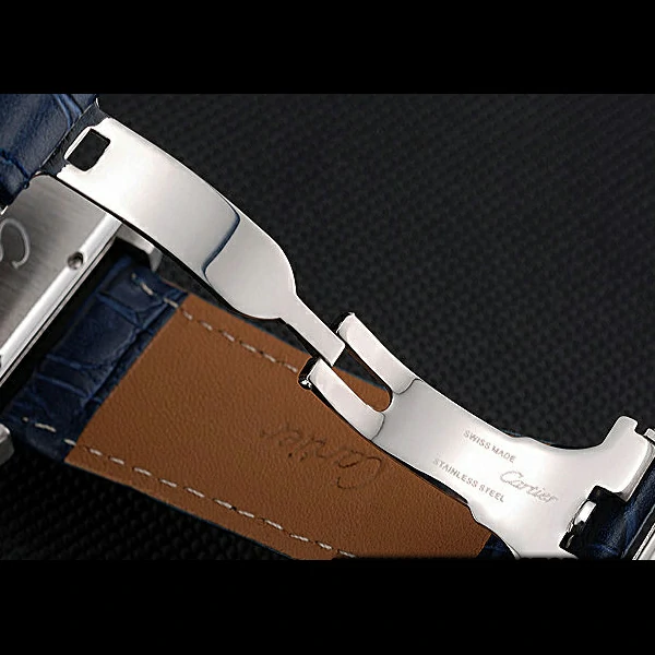 Cartier Tank MC White Dial Stainless Steel Case Blue Leather Strap new60464