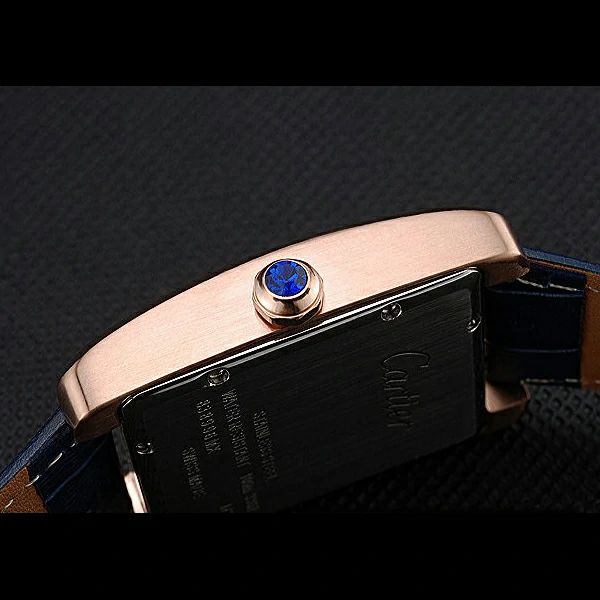 Cartier Tank MC White Dial Gold Case Blue Leather Strap new60466