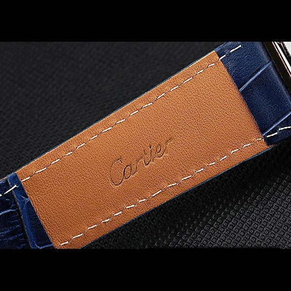 Cartier Tank MC White Dial Gold Case Blue Leather Strap new60466