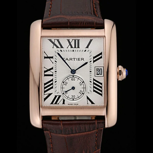 Cartier Tank MC White Dial Gold Case Brown Leather Strap new60467