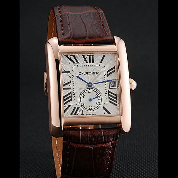 Cartier Tank MC White Dial Gold Case Brown Leather Strap new60467