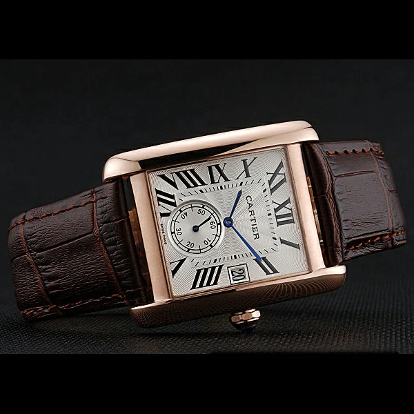 Cartier Tank MC White Dial Gold Case Brown Leather Strap new60467