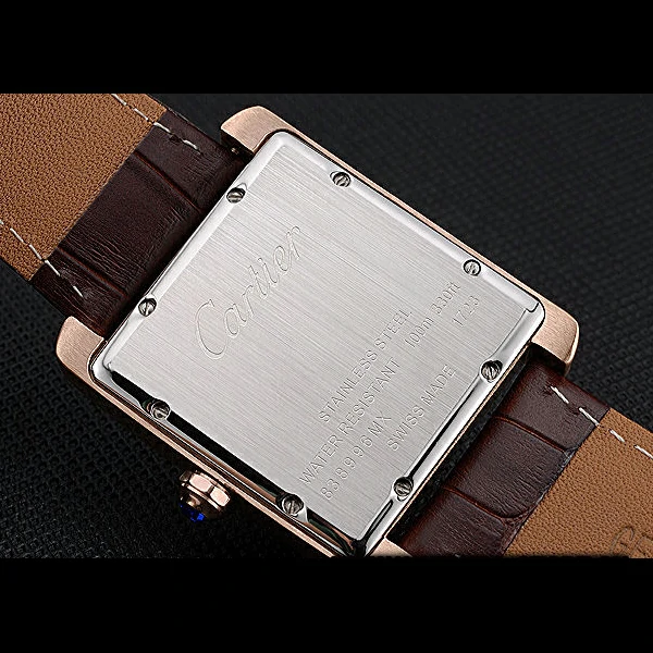 Cartier Tank MC White Dial Gold Case Brown Leather Strap new60467