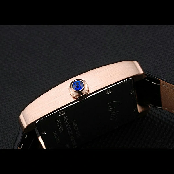 Cartier Tank MC Black Dial Gold Case Black Leather Strap new60469